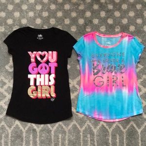 Lot of 2 Justice girls’ motivational t-shirts, size 8